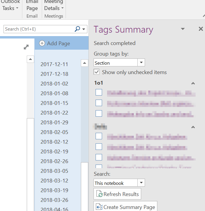TodoÜbersicht mit Aufgabenliste in OneNote